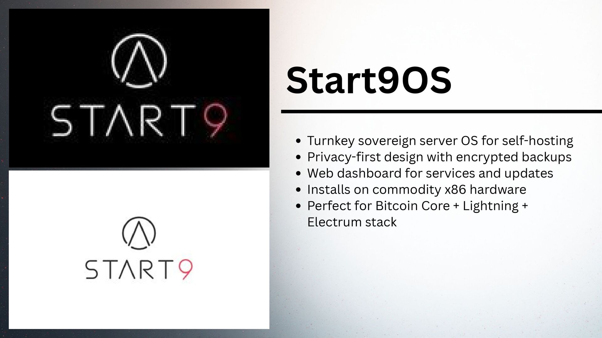 Slide 4 of 17 from 'Node Builder Workshop – Build a Start9OS Bitcoin Node' (2025-11-13)
