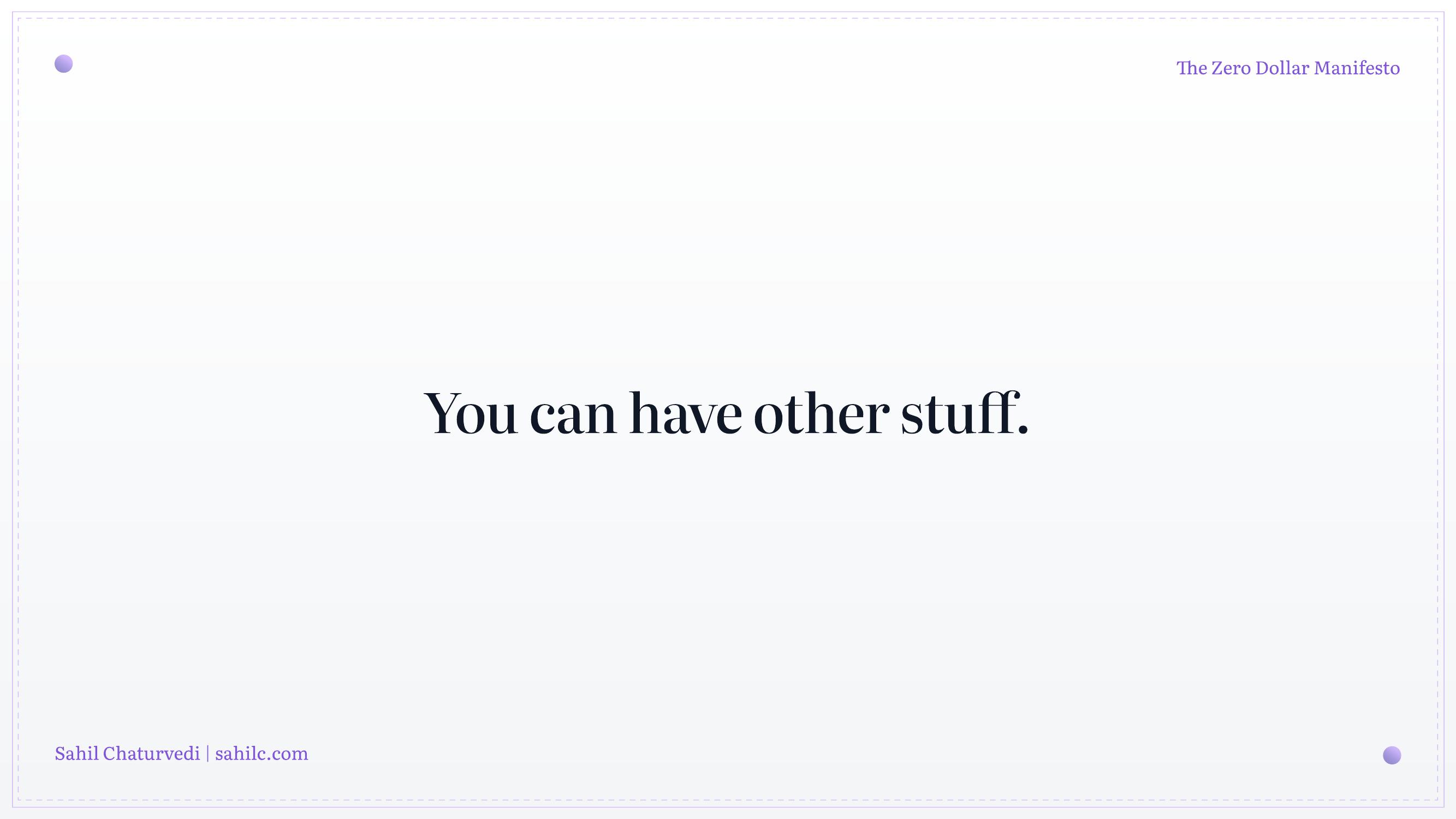Slide 5 of 28 from 'Zero Dollar Manifesto' (2024-06-22, Sahil Chaturvedi). Part of a presentation covering: getonzero, bitcoin-only, personal-finance, sound-money, sovereignty.