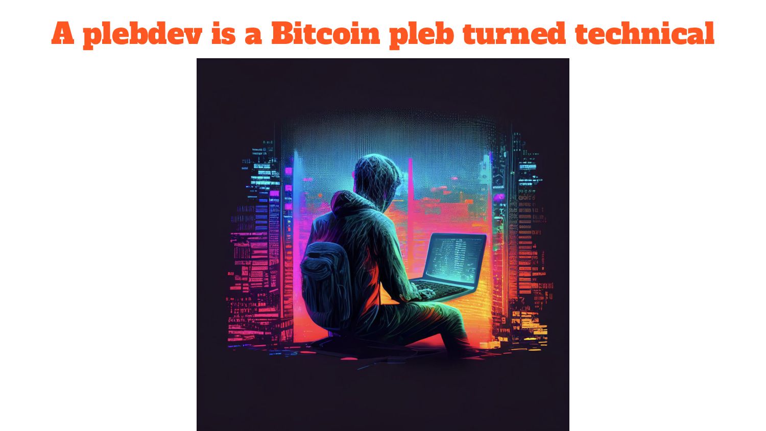 Slide 8 of 41 from 'RR Bitcoiners #18 – PlebDevs Takeover' (2023-11-09, Austin (@bitcoinplebdev)). Part of a presentation covering: plebdevs, lightning, development, pleblab, education.
