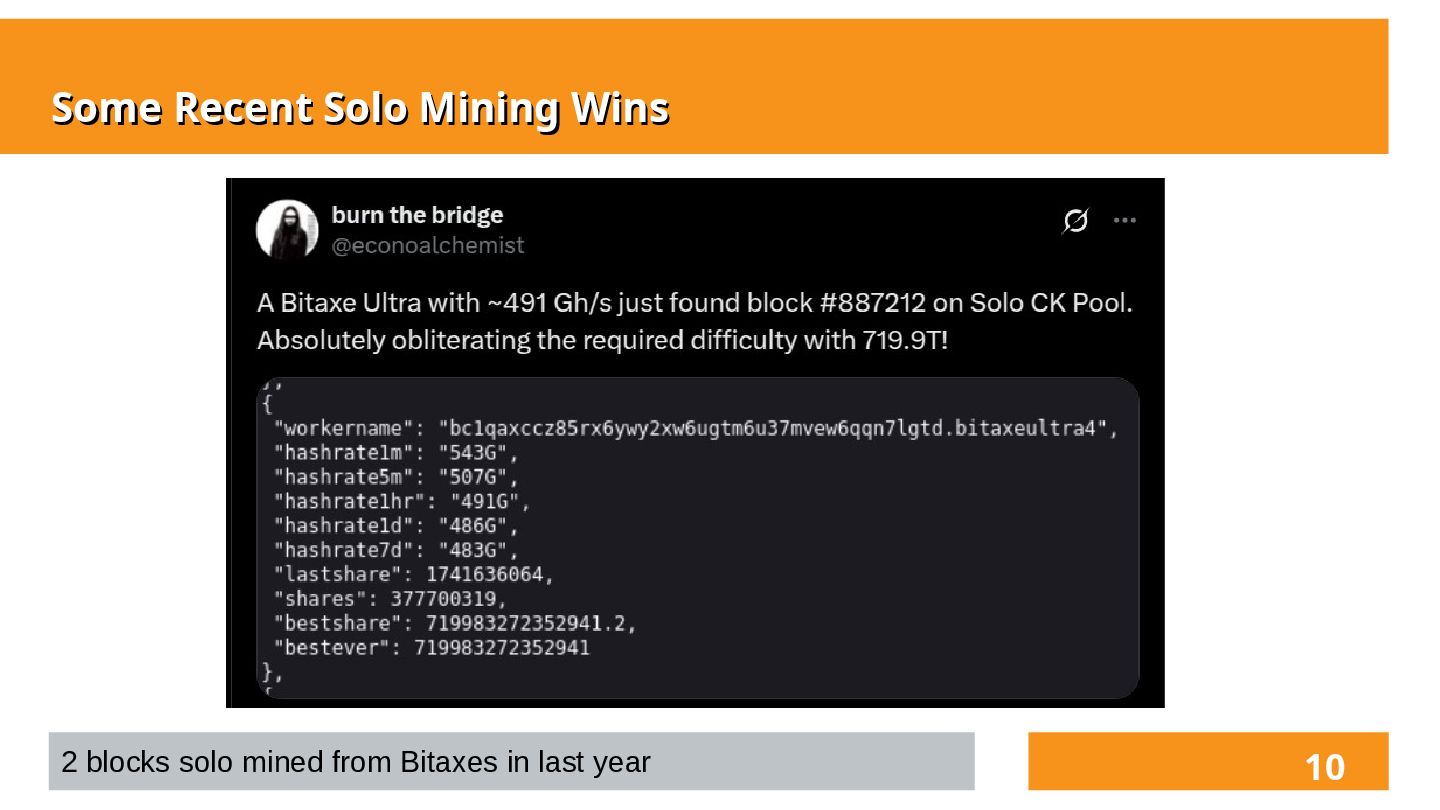 Slide 10 of 26 from 'Decentralized Home Mining w/ Bitaxe' (2025-04-01)