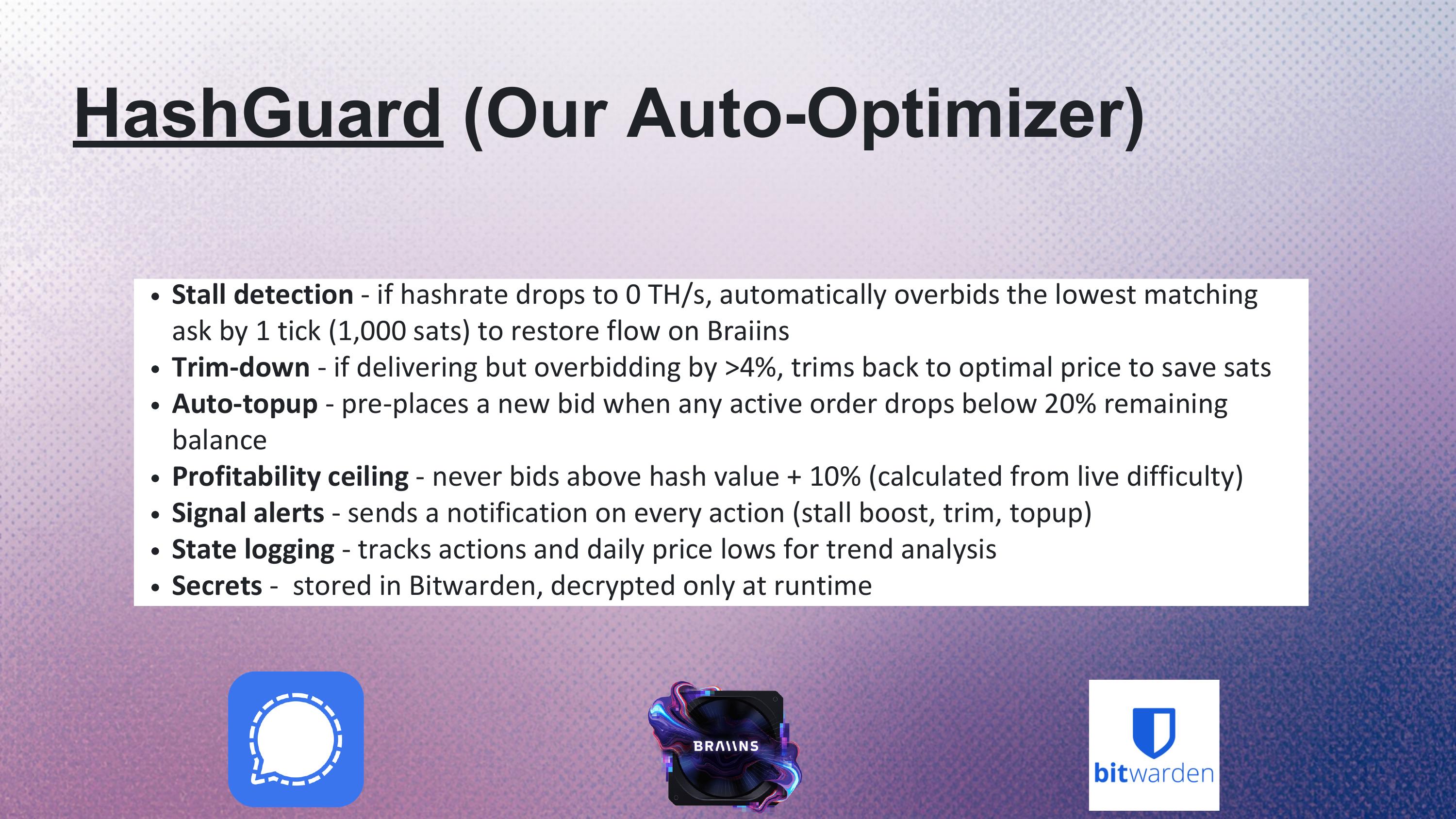 Slide 11 of 18 from 'Mining Like The Big Players' (2026-05-14, RRBTC). Part of a presentation covering: mining, hashrate-marketplace, braiins, datum, stratum-v2, automation.