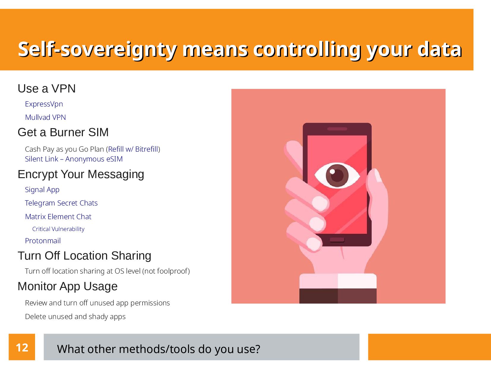 Slide 12 of 14 from 'Mobile Privacy - Meetup' (2022-10-13)