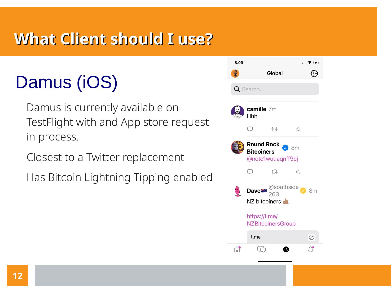 Slide 12 of 17 from 'What Is NOSTR? Meetup' (2023-01-12)