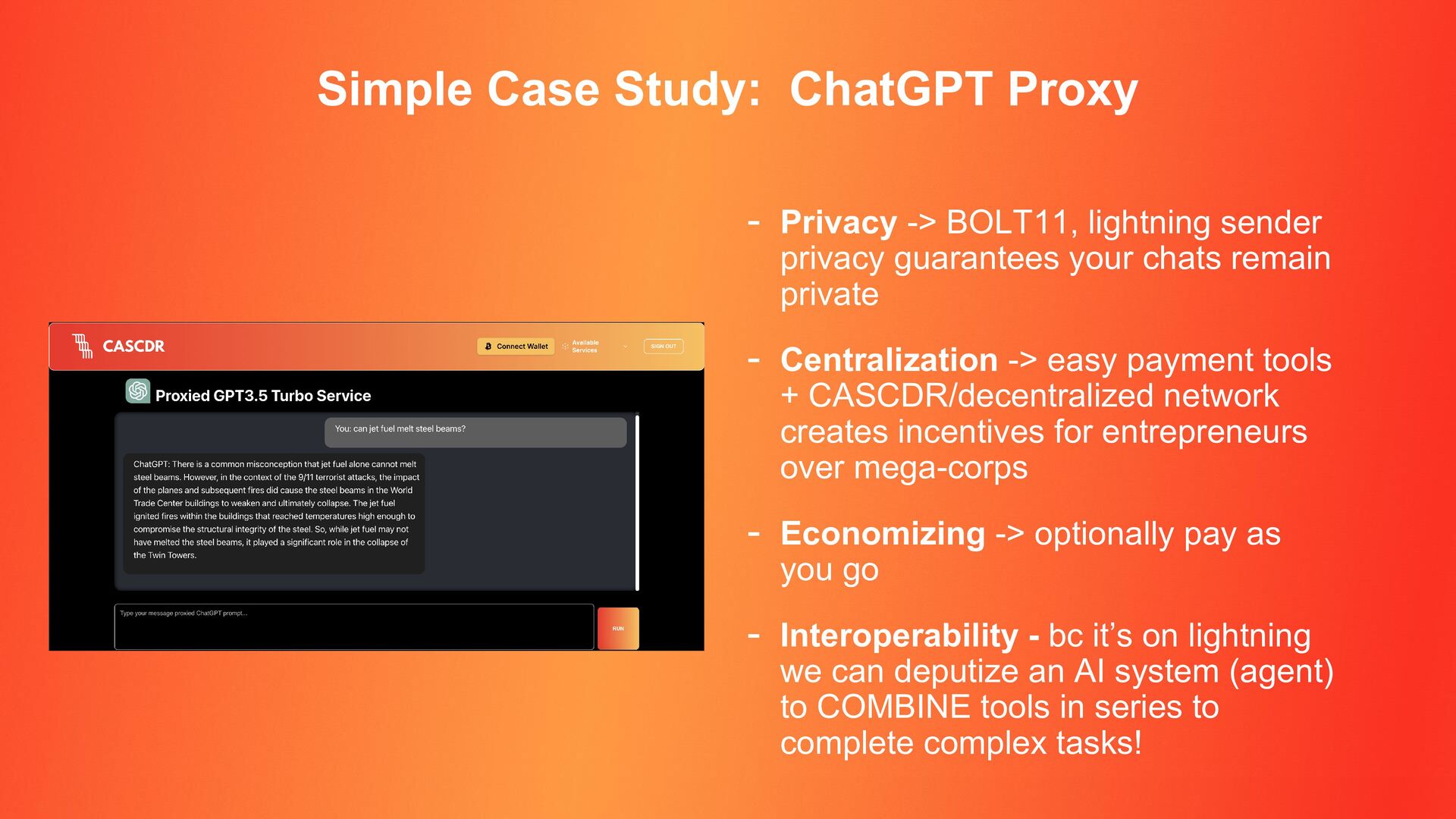 Slide 19 of 25 from 'Why Lightning + AI (Meetup #27)' (2024-08-08, RRBTC). Part of a presentation covering: lightning, ai, casdcr, plebdevs.