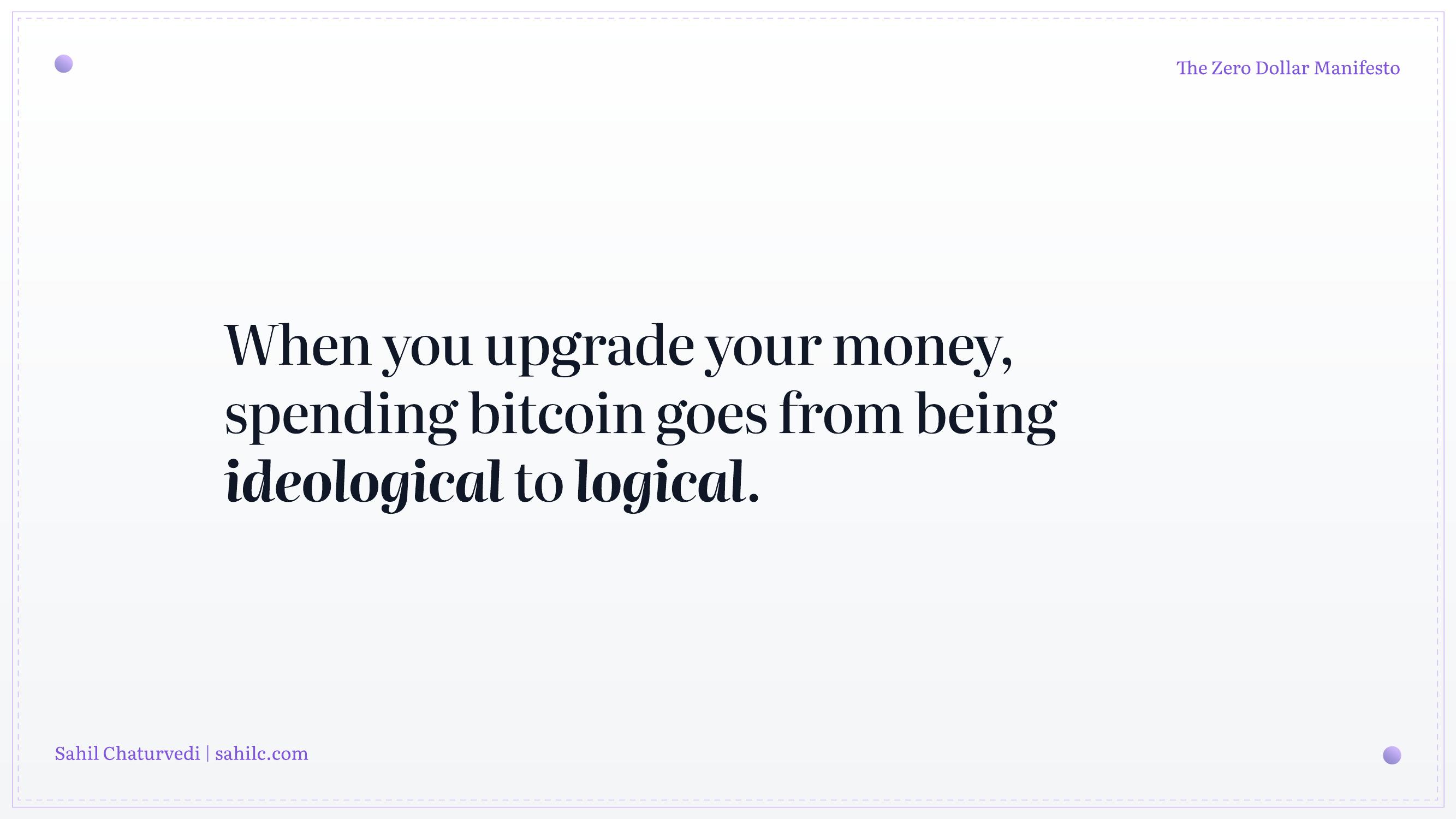 Slide 19 of 28 from 'Zero Dollar Manifesto' (2024-06-22, Sahil Chaturvedi). Part of a presentation covering: getonzero, bitcoin-only, personal-finance, sound-money, sovereignty.